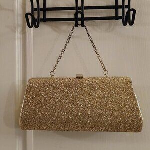 Vintage 1970s Golden Glitter snap shut with chain handle handbag